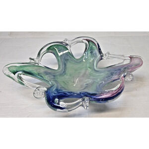 Vintage Starfish Dish Murano Art Glass Bowl Trinket Handblown Smooth Glass Paste